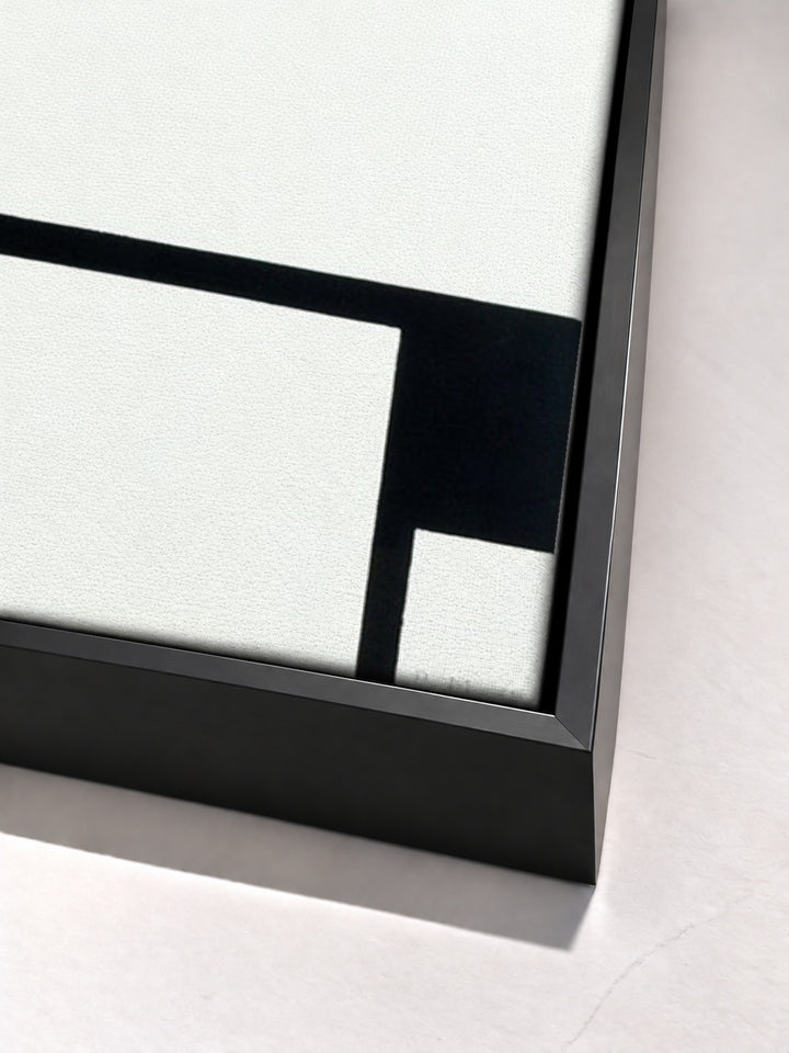 3 sheets Composition by Piet Mondrian black floater frame corner detail