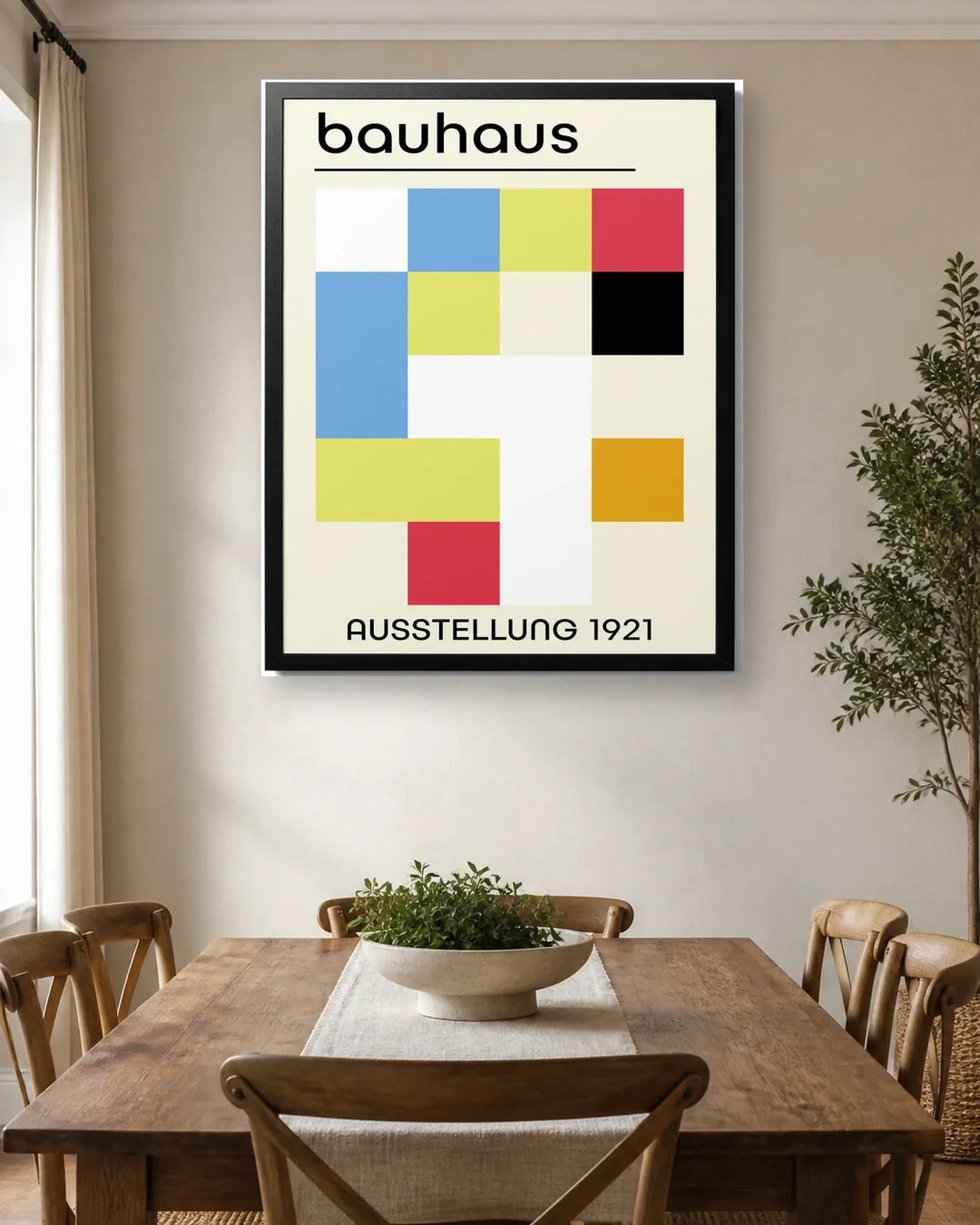 Bauhaus Squares 1 dining room wall mockup