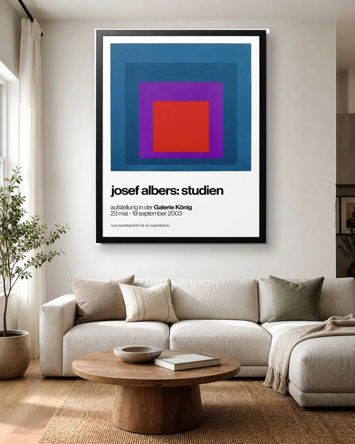 Homage to the Square Blue - Josef Albers living room wall mockup