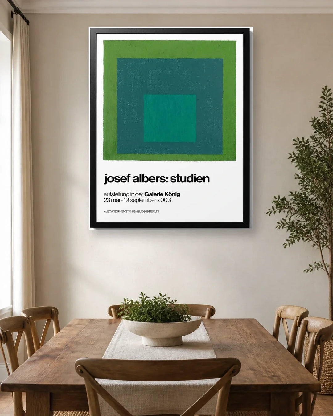 Homage to the Square Green - Josef Albers dining room wall mockup