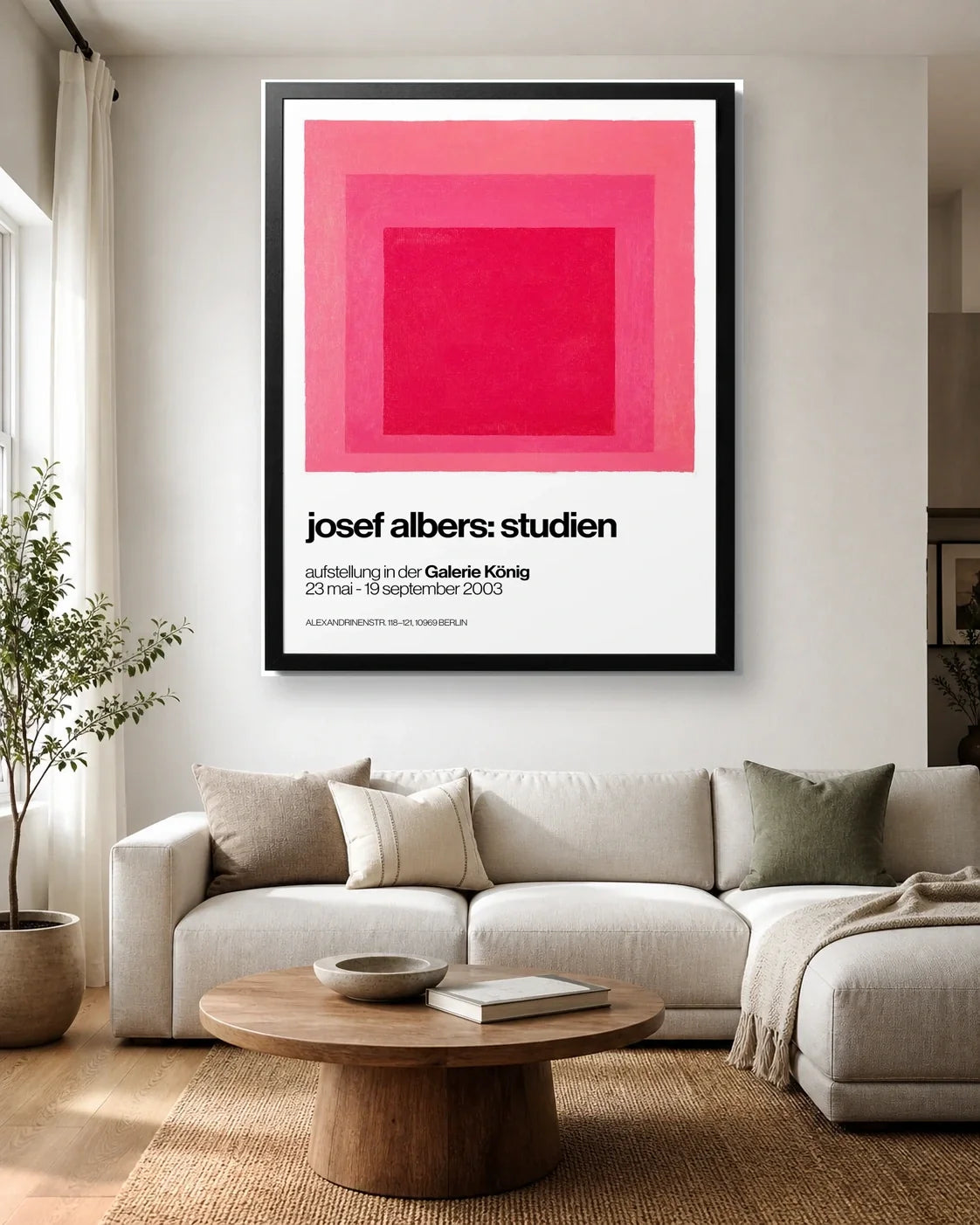 Homage to the Square Pink - Josef Albers living room wall mockup