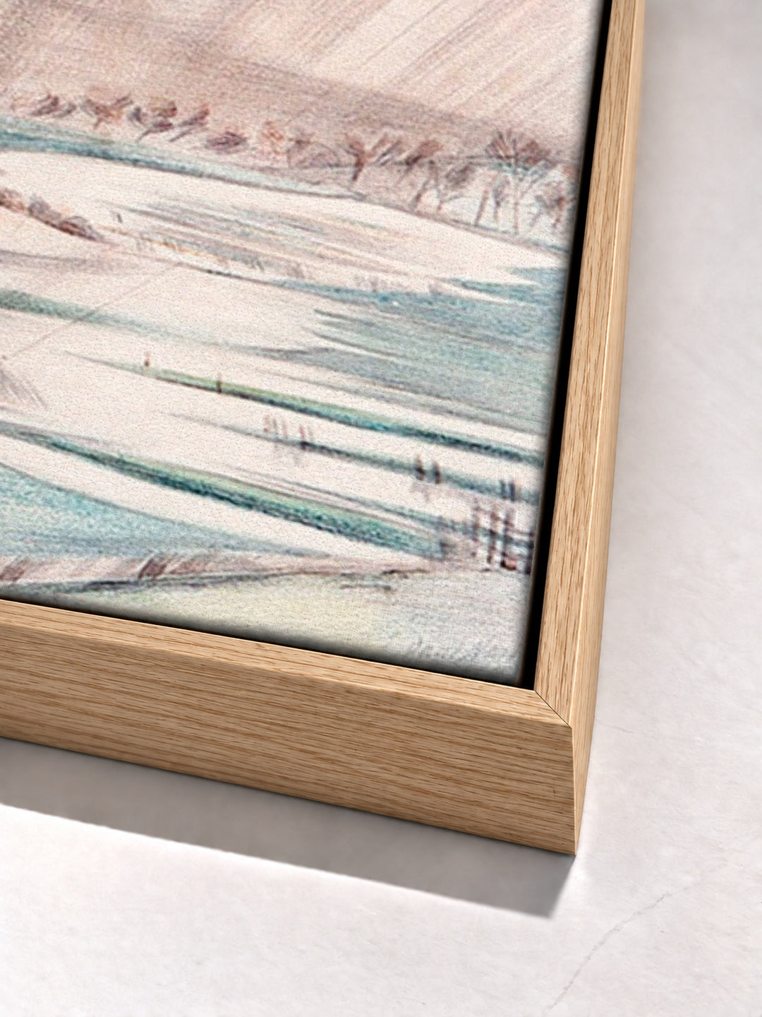 A rainy day by Paul Nash oak floater frame corner detail