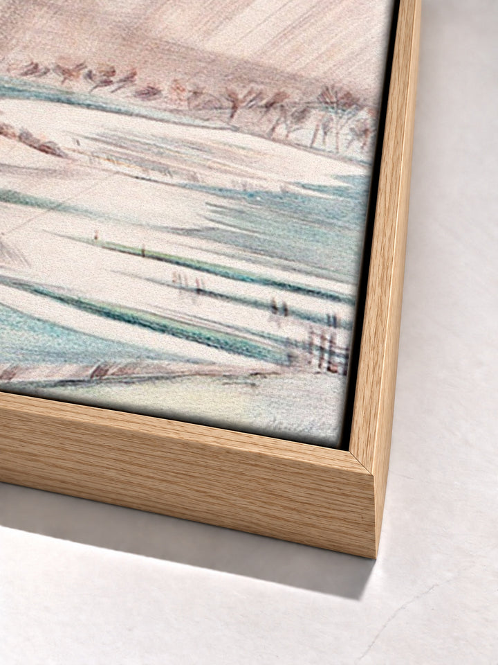 A rainy day by Paul Nash oak floater frame corner detail