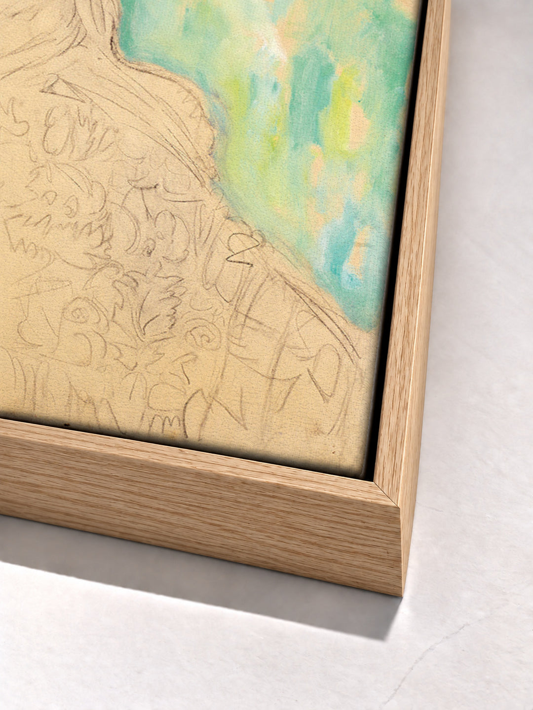 Amalie Zuckerkan by Gustav Klimt oak floater frame corner detail