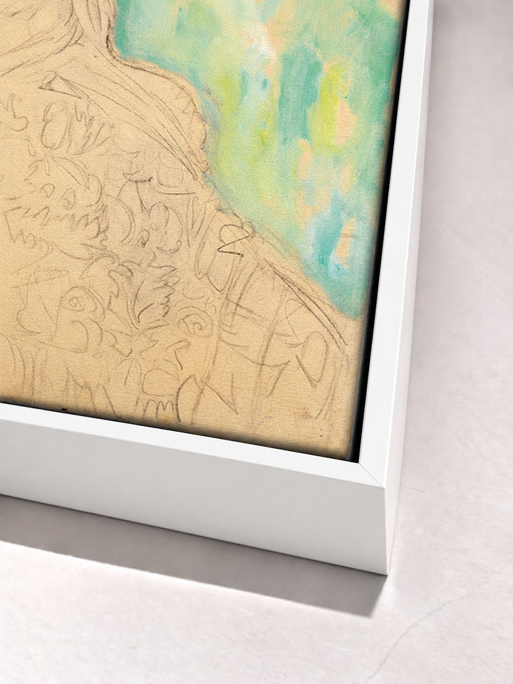 Amalie Zuckerkan by Gustav Klimt white floater frame corner detail