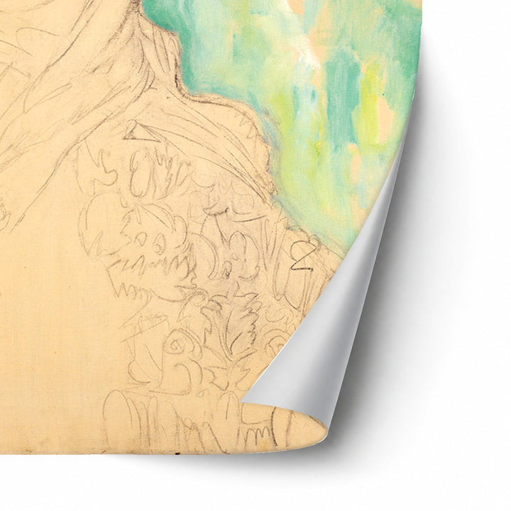 Amalie Zuckerkan by Gustav Klimt unframed paper print corner detail