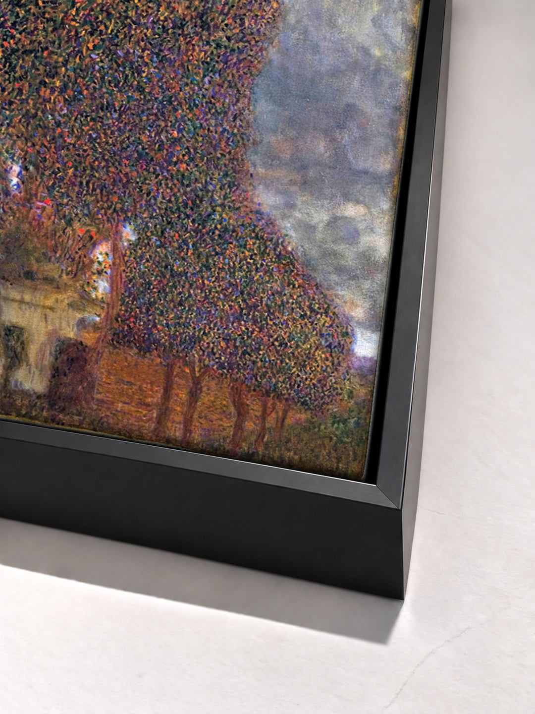 Approaching Thunderstorm (The Large Poplar II) by Gustav Klimt black floater frame corner detail