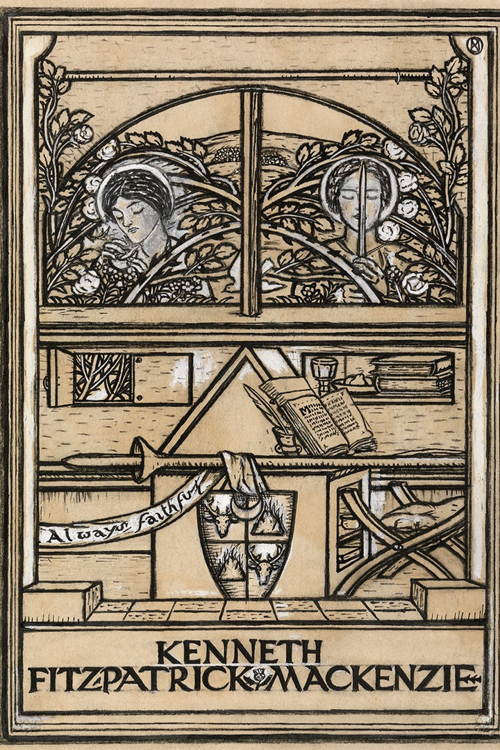 Design for a bookplate for Kenneth Fitzpatrick Mackenzie by Paul Nash customizable wall art print from 905Print