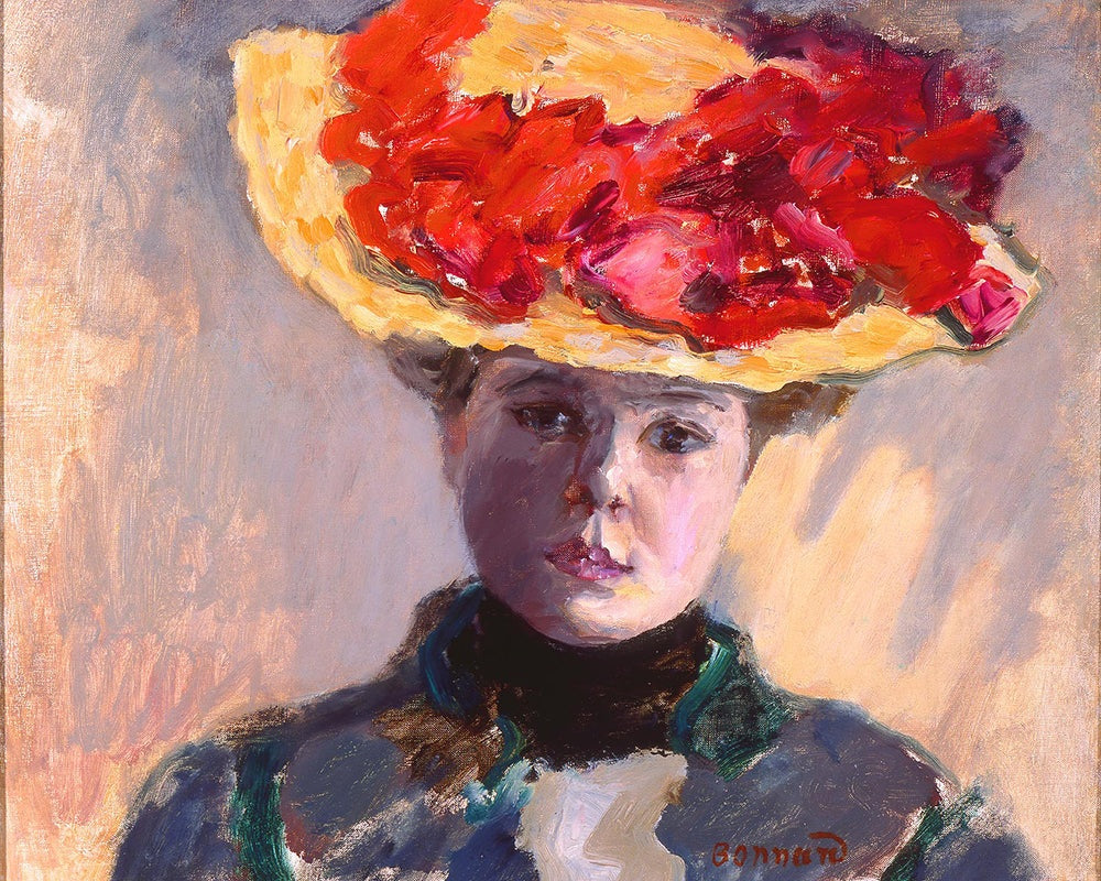 Girl in Straw Hat by Pierre Bonnard customizable wall art print from 905Print