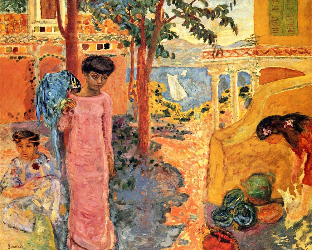 Girl With Parrot by Pierre Bonnard customizable wall art print from 905Print