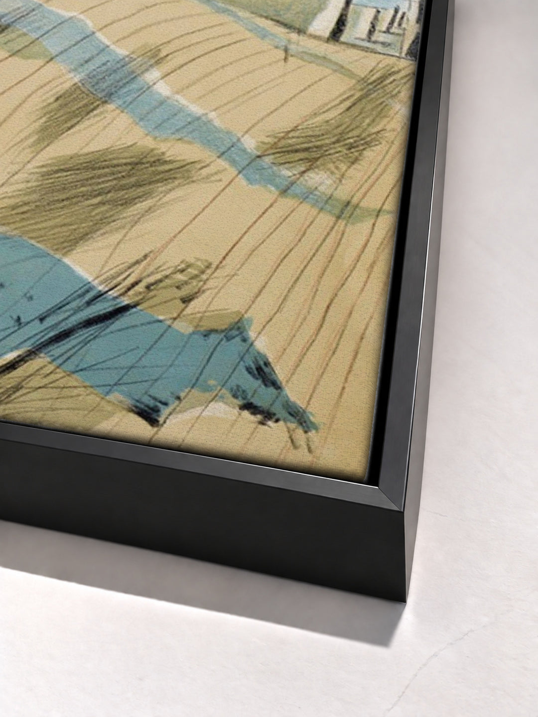 Avebury by Paul Nash black floater frame corner detail
