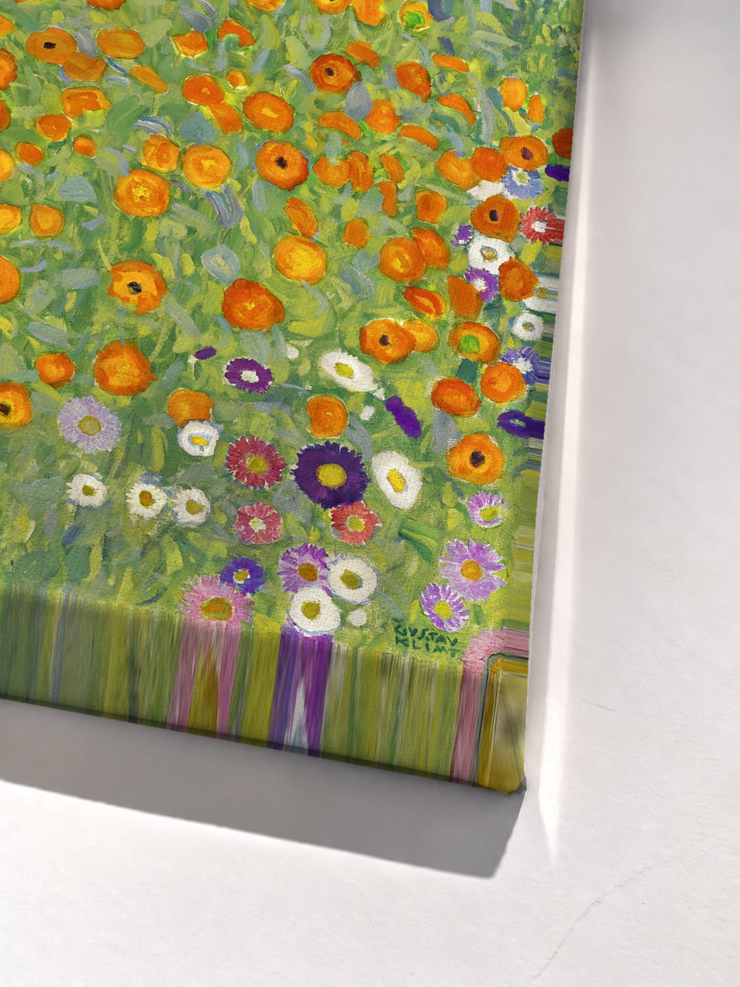 Bauerngarten, 1907,Flower Garden by Gustav Klimt stretched canvas corner detail
