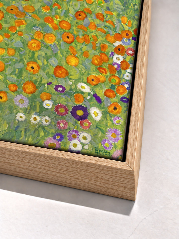 Bauerngarten, 1907,Flower Garden by Gustav Klimt oak floater frame corner detail