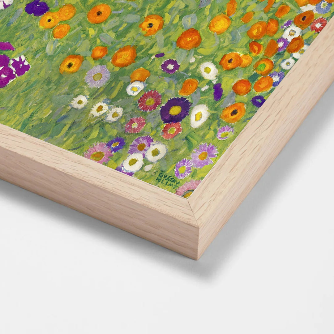 Bauerngarten, 1907,Flower Garden by Gustav Klimt oak stock paper frame corner detail