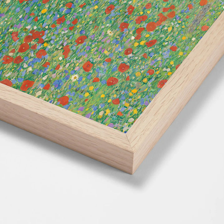Blühender Mohn by Gustav Klimt oak stock paper frame corner detail