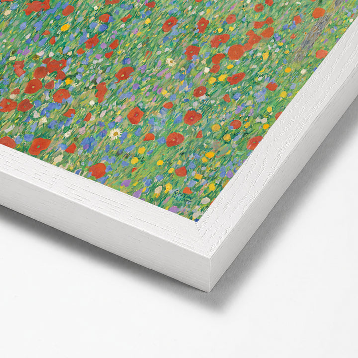 Blühender Mohn by Gustav Klimt white stock paper frame corner detail