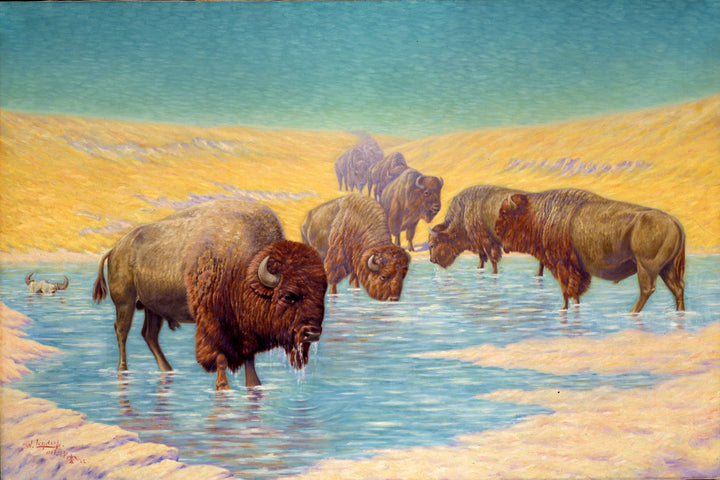 Buffalo Scene by Emil W. Lenders, original artwork, customizable art print from 905Print