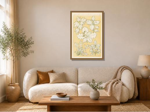 Leaves from Nature No. 5 by Owen Jones framed wall art print in a living room