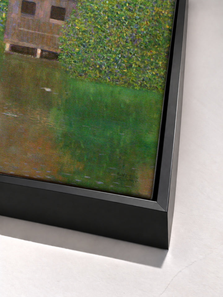 Castle with a Moat by Gustav Klimt black floater frame corner detail