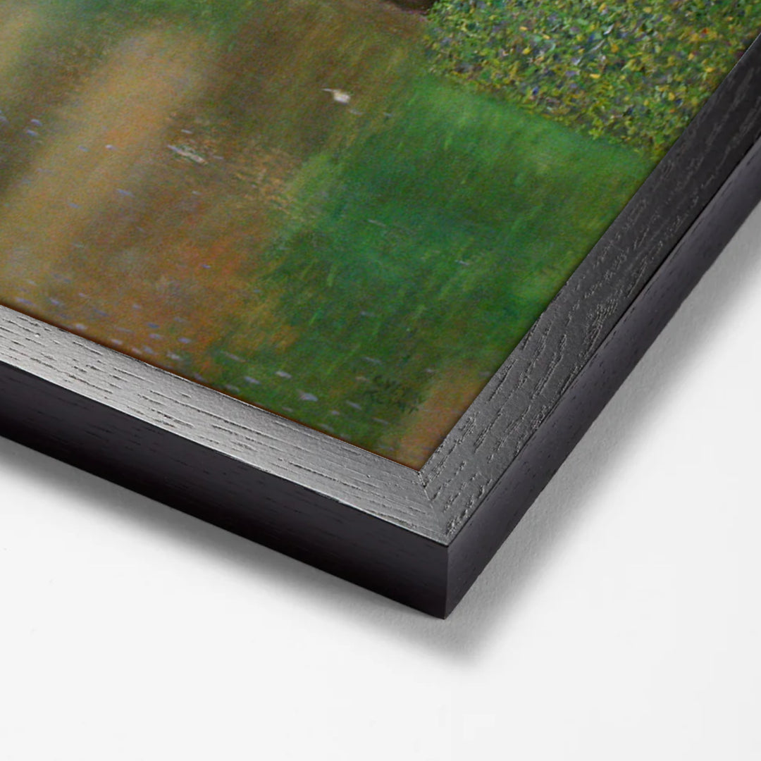 Castle with a Moat by Gustav Klimt black stock paper frame corner detail