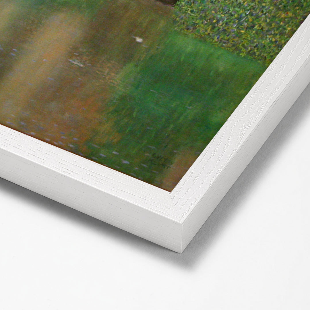 Castle with a Moat by Gustav Klimt white stock paper frame corner detail