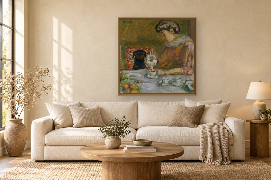 Le Café by Pierre Bonnard framed wall art print in a living room