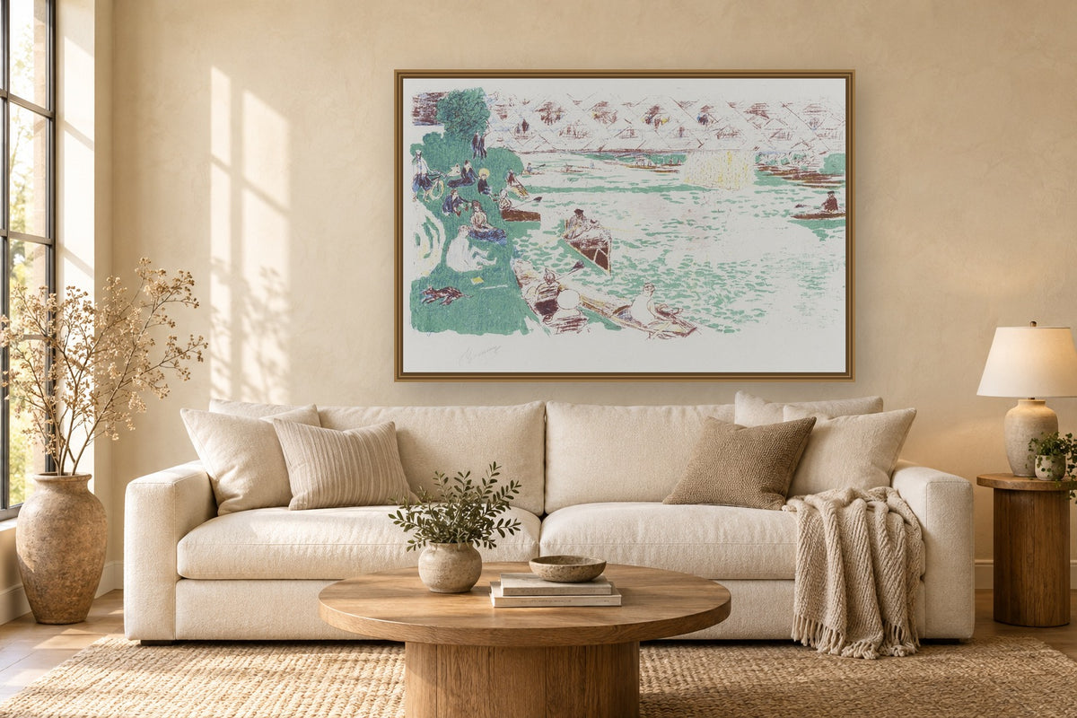 Le Canotage by Pierre Bonnard framed wall art print in a living room