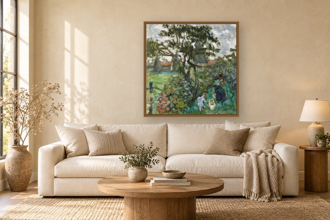 Le Verger by Pierre Bonnard framed wall art print in a living room