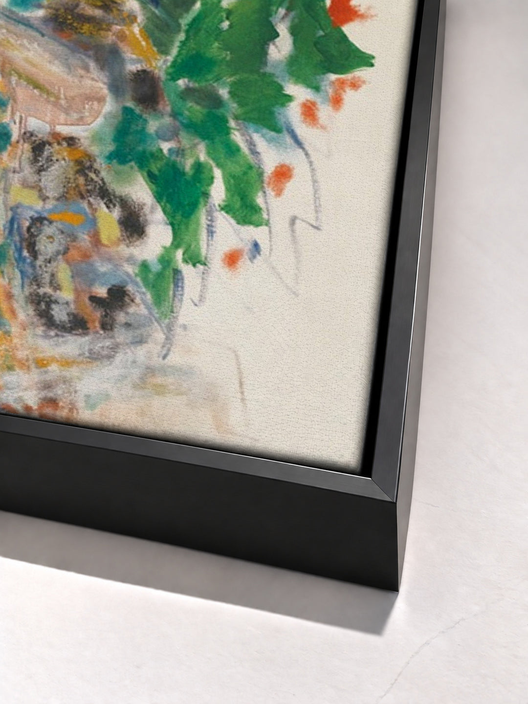Cueillette Des Cerises by Pierre Bonnard black floater frame corner detail