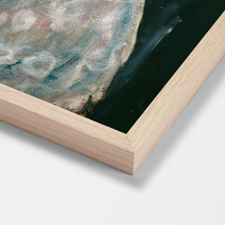 Dame in Weib by Gustav Klimt oak stock paper frame corner detail