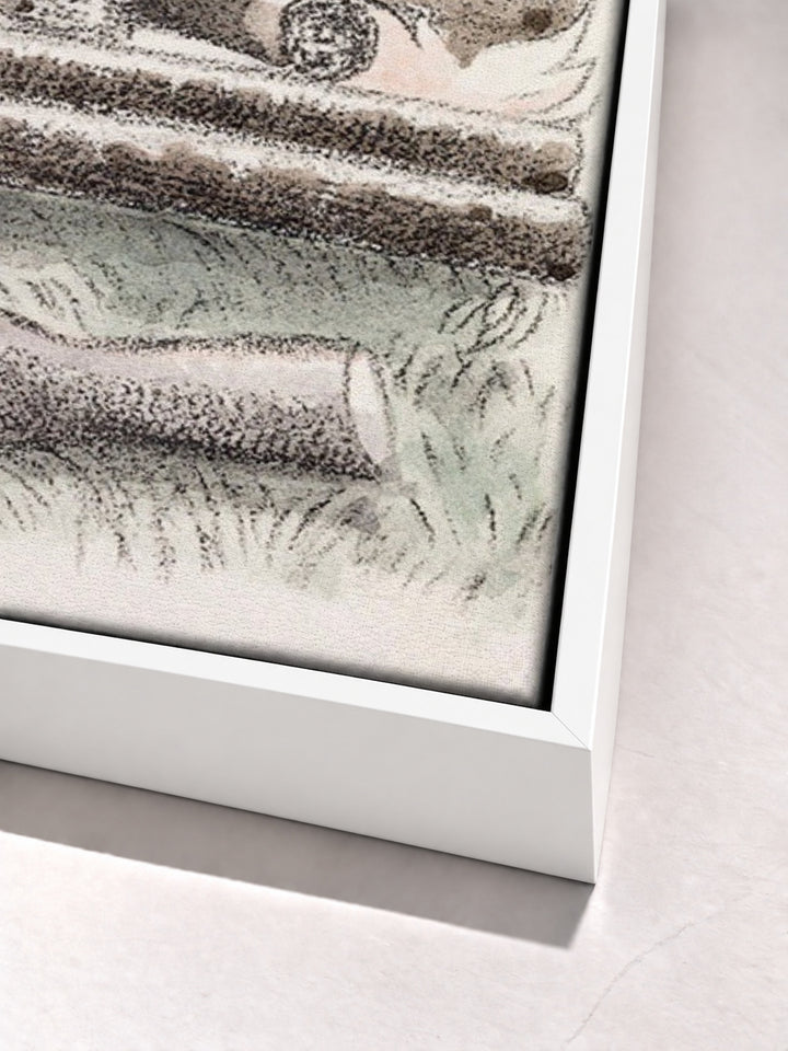 Design for Urne Buriall–Funeral Pyre (1932) by Paul Nash white floater frame corner detail