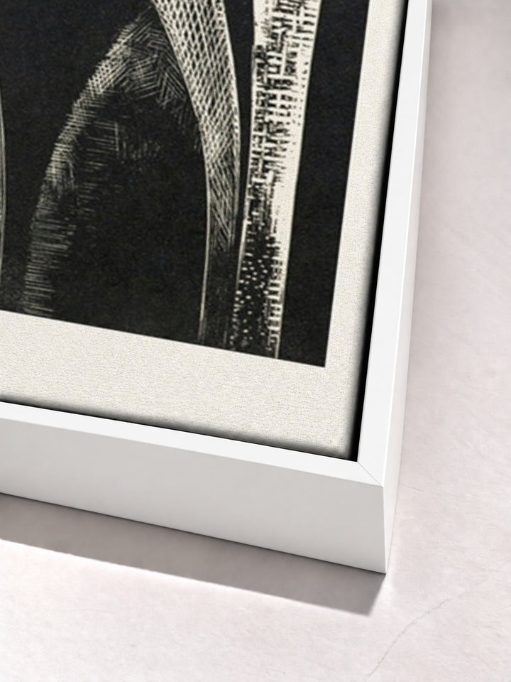 Design of arches, Coronilla by Paul Nash white floater frame corner detail