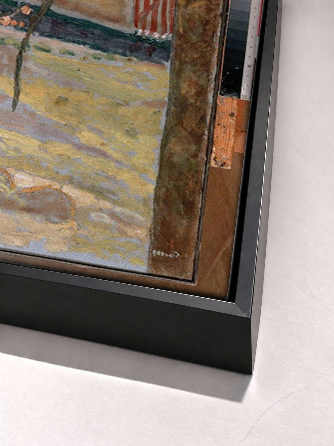 Early Spring. Little Fauns by Pierre Bonnard black floater frame corner detail