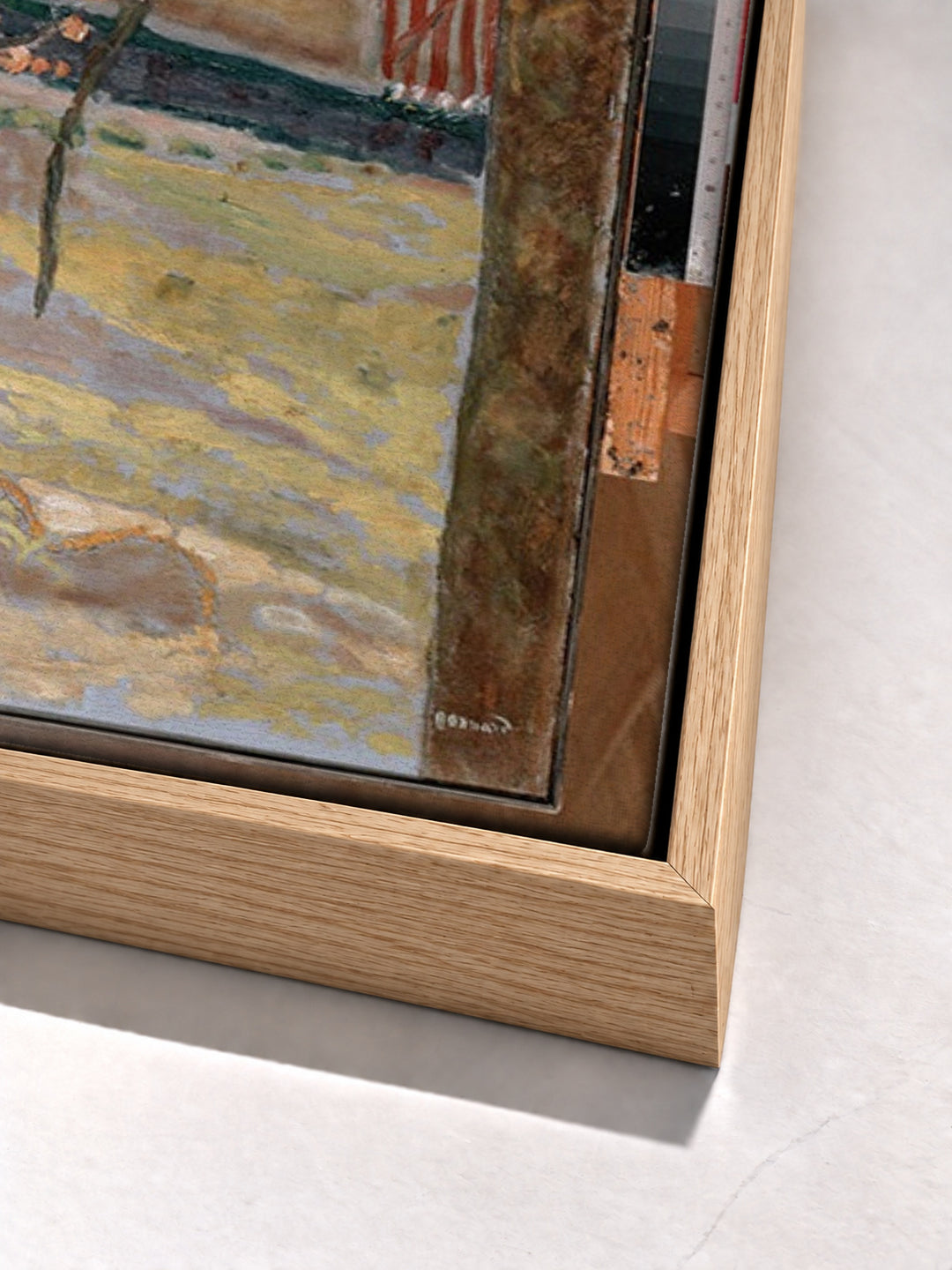 Early Spring. Little Fauns by Pierre Bonnard oak floater frame corner detail