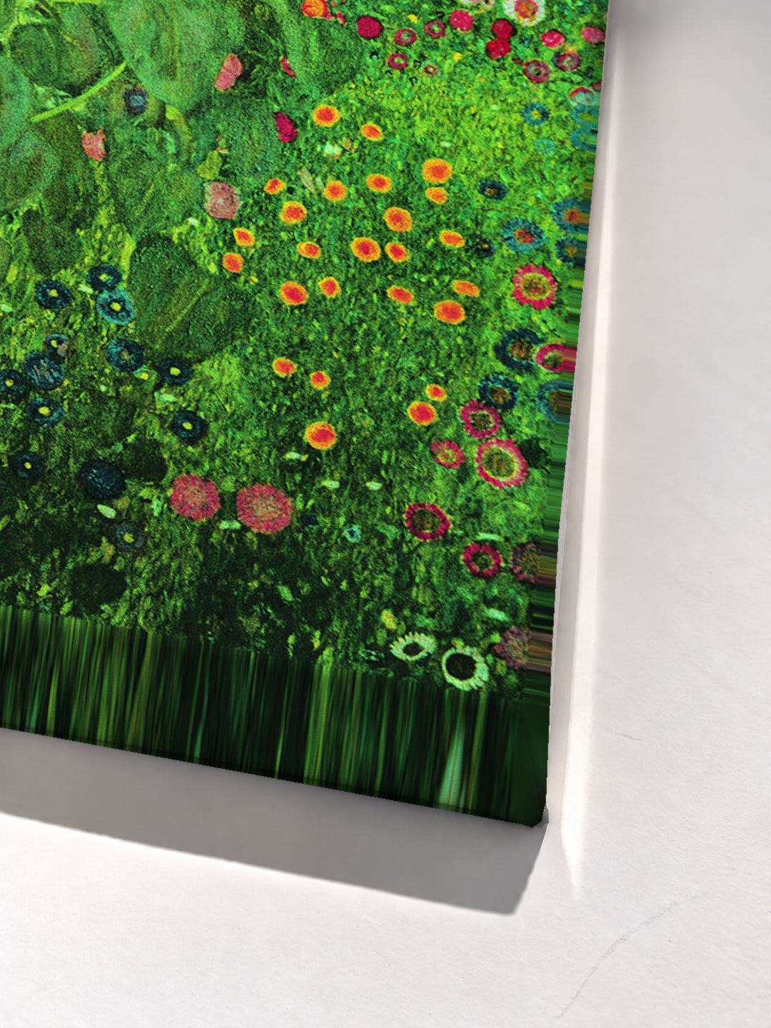 Farm garden with sunflowers by Gustav Klimt stretched canvas corner detail