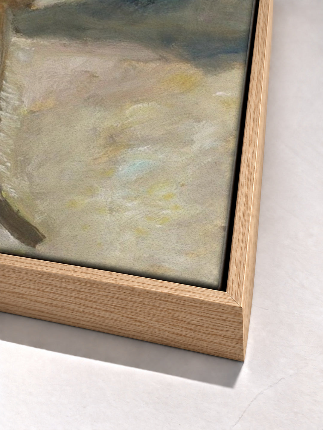 Femme Assise by Pierre Bonnard oak floater frame corner detail