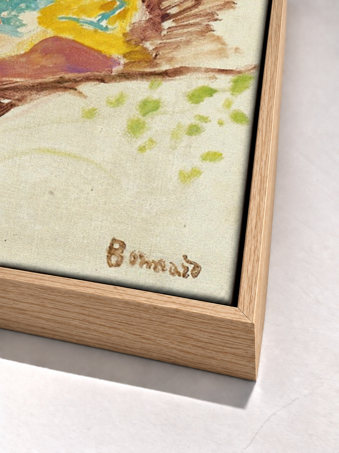 Femme Au Peignoir Dans Un Hamac by Pierre Bonnard oak floater frame corner detail