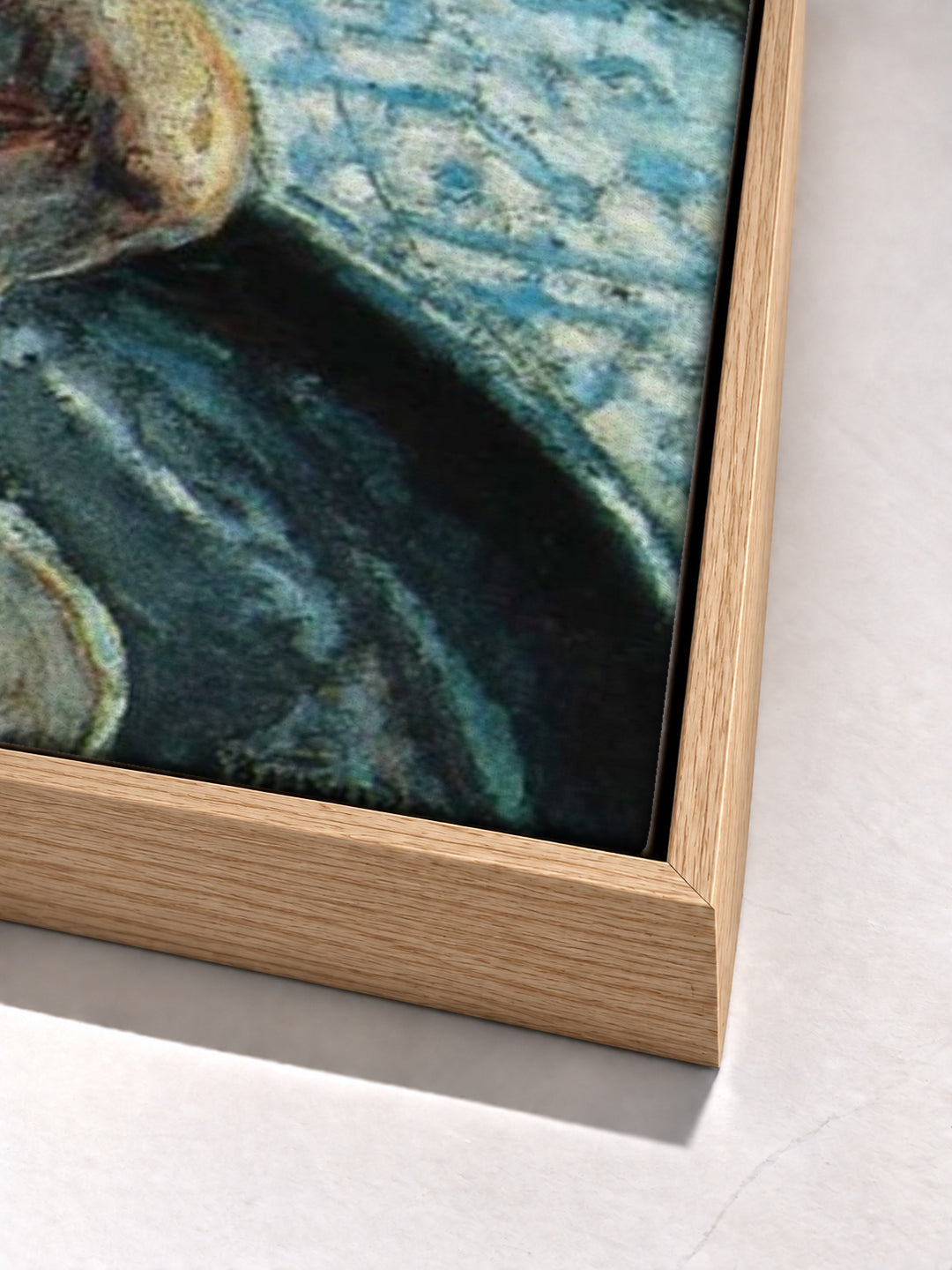 Femme au Tub by Pierre Bonnard oak floater frame corner detail