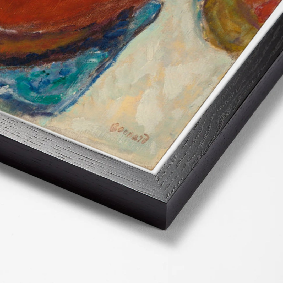 Femme À Table by Pierre Bonnard black stock paper frame corner detail