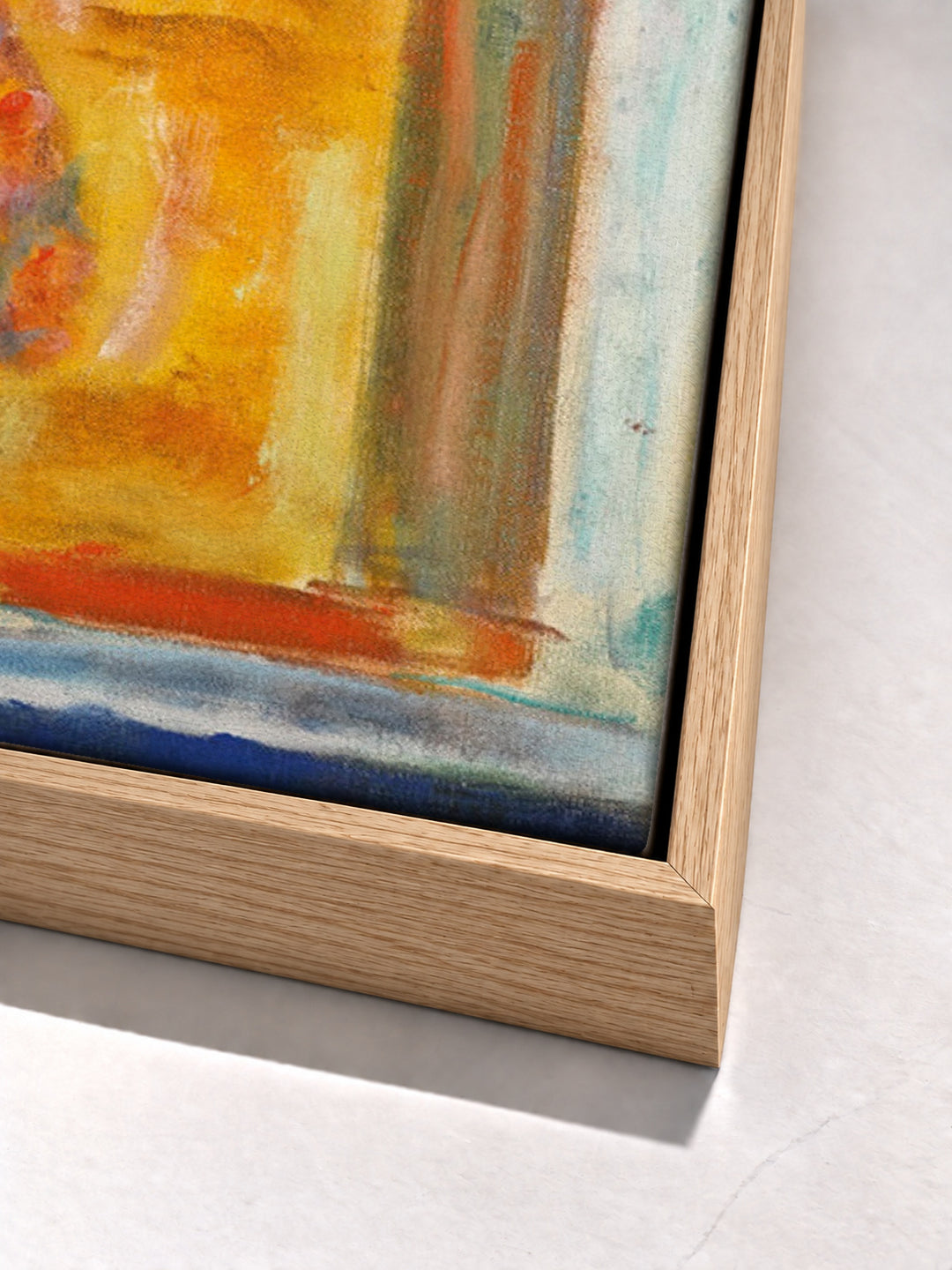 Fleurs Au Pichet Vert by Pierre Bonnard oak floater frame corner detail