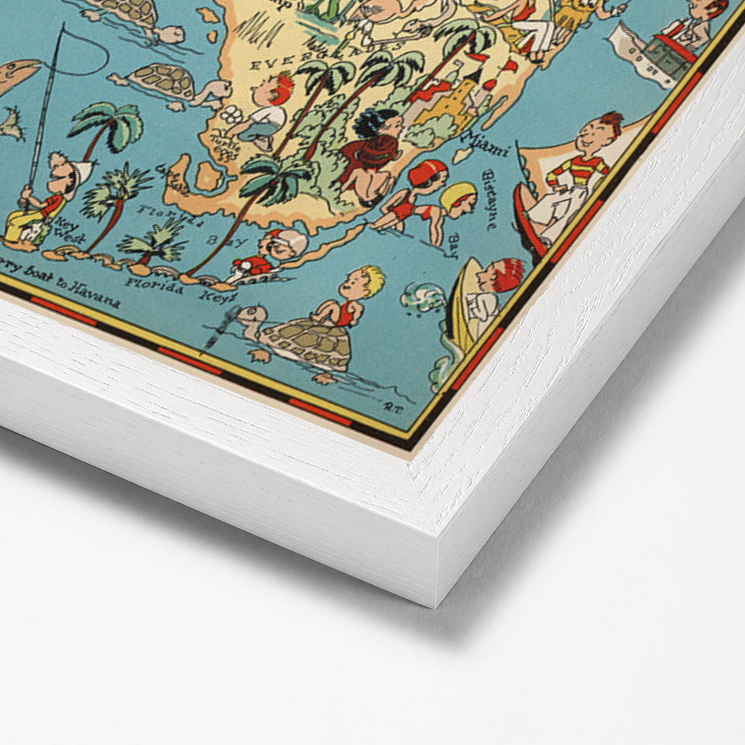 Florida Funny Vintage Map white stock paper frame corner detail