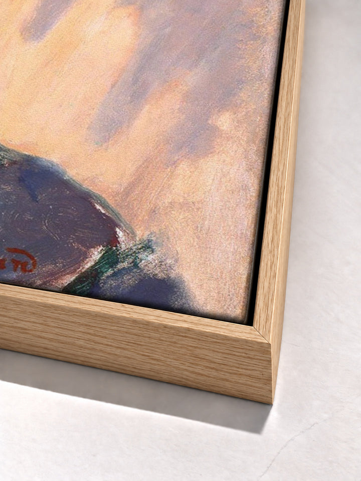 Girl in Straw Hat by Pierre Bonnard oak floater frame corner detail