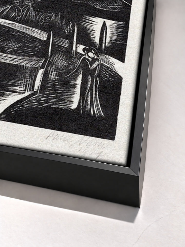 Hanging garden by Paul Nash black floater frame corner detail