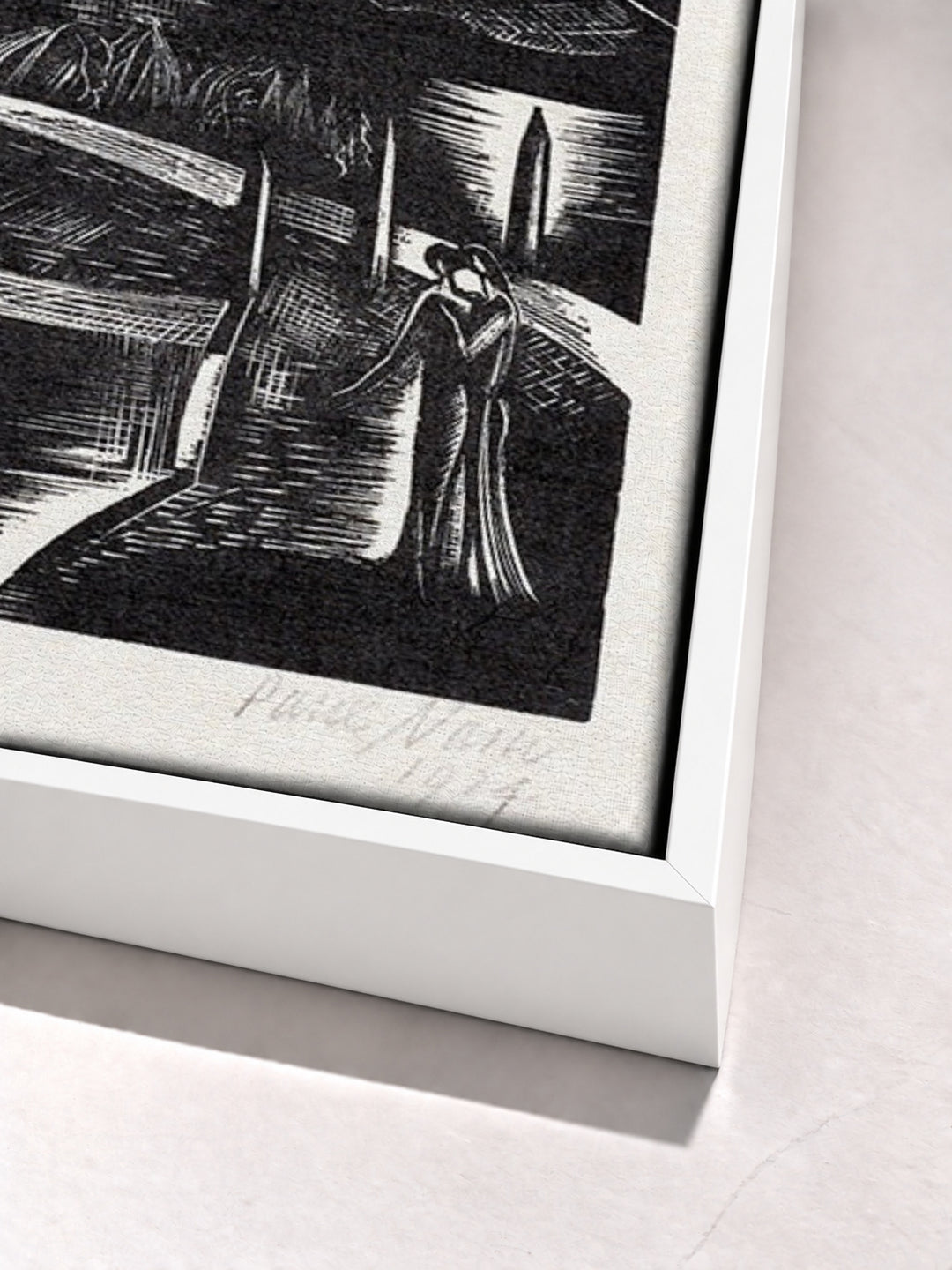 Hanging garden by Paul Nash white floater frame corner detail
