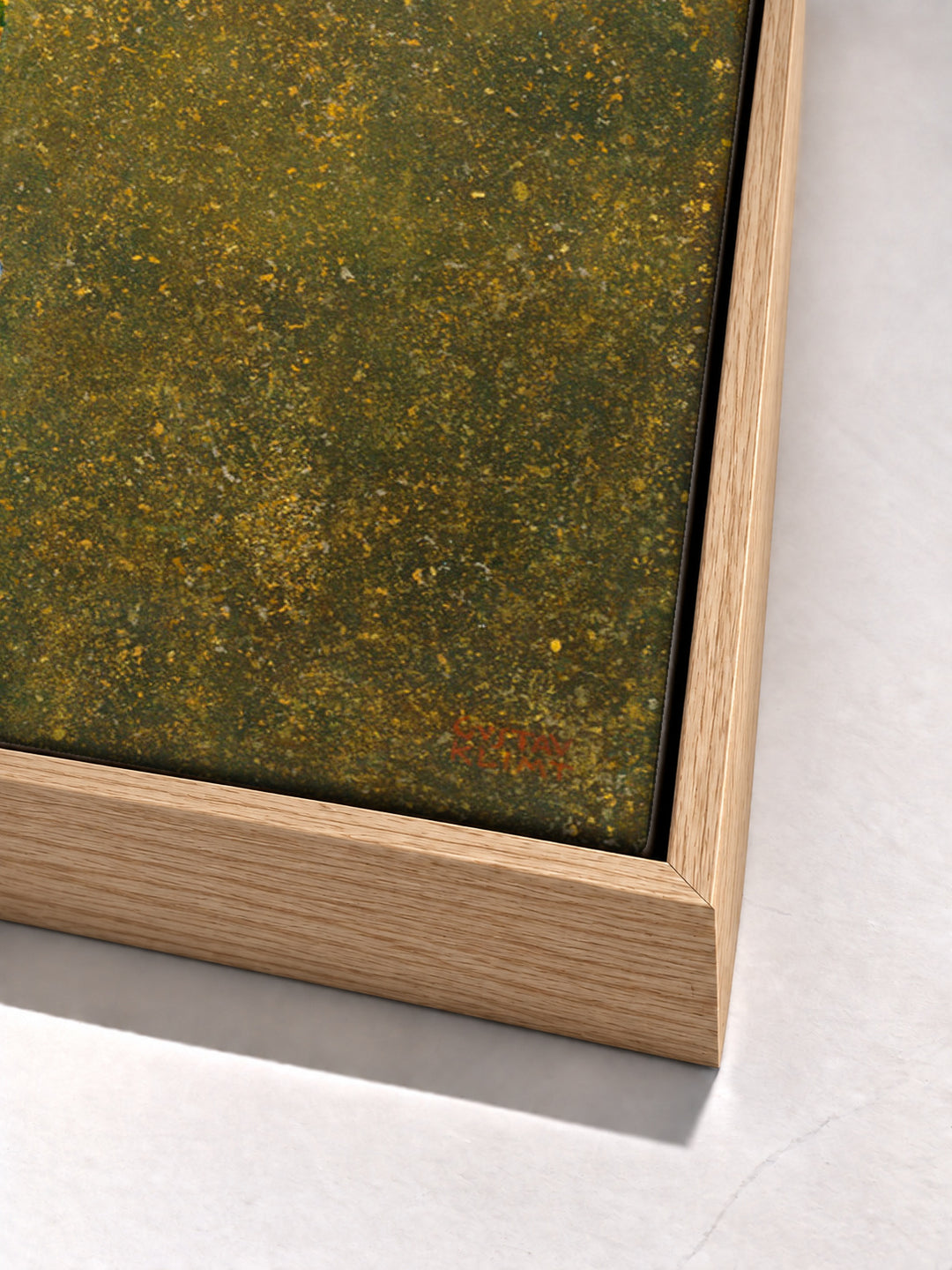 Hope II by Gustav Klimt oak floater frame corner detail