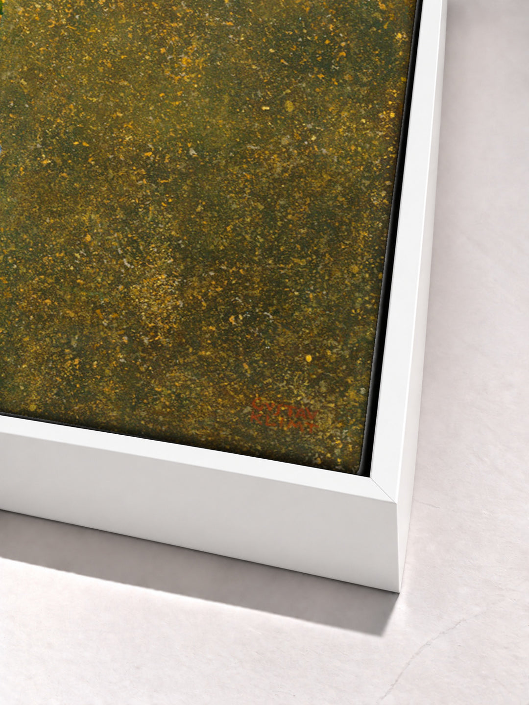 Hope II by Gustav Klimt white floater frame corner detail