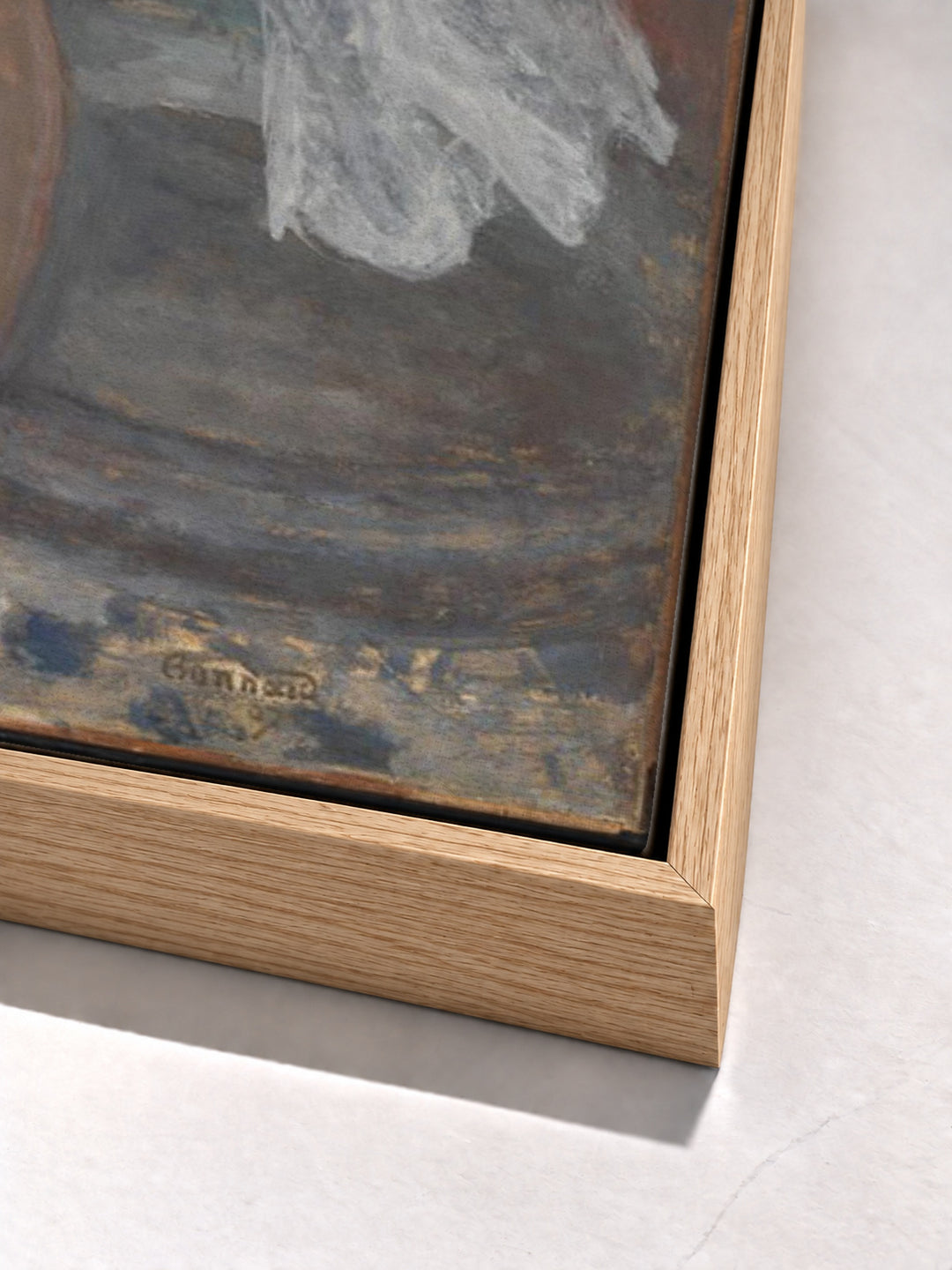 In the Bathroom by Pierre Bonnard oak floater frame corner detail