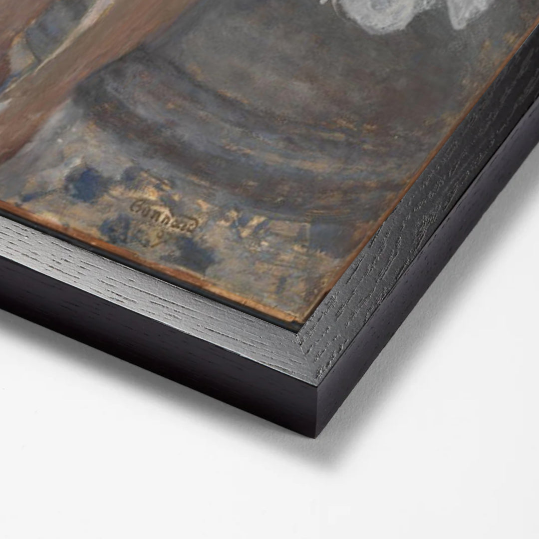 In the Bathroom by Pierre Bonnard black stock paper frame corner detail