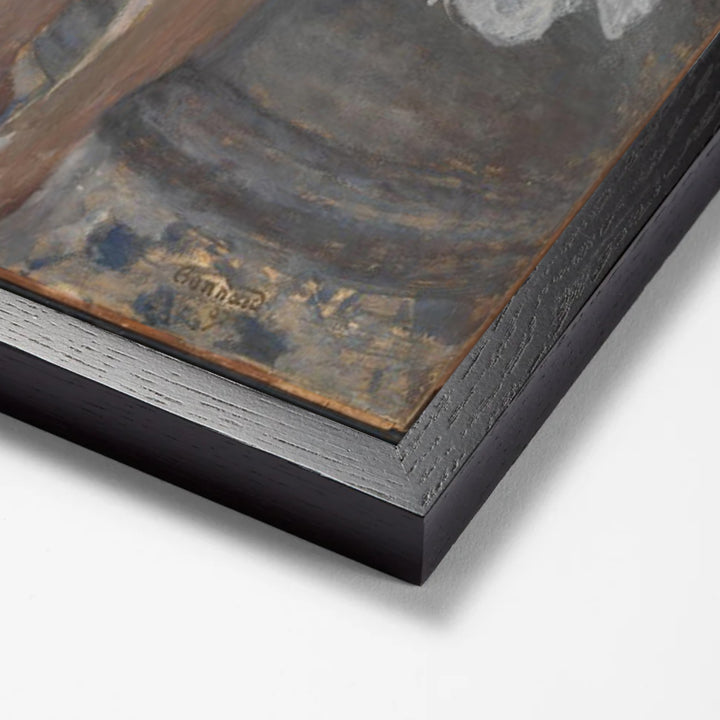 In the Bathroom by Pierre Bonnard black stock paper frame corner detail