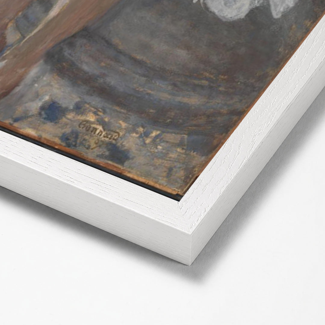 In the Bathroom by Pierre Bonnard white stock paper frame corner detail